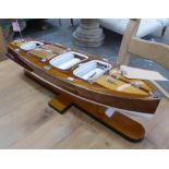 RIVA RAMA BOAT, contemporary model on stand, 61cm x 20cm x 18cm.