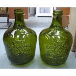 DEMIJON JARS, a pair, green tinted glass, 43cm H. (2)