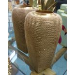 VASES, a pair, 1960's French style, gilt textured finish. (2)