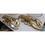 LOBSTER WALL RELIEFS, a pair, gilt finish. (2)