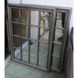 WALL MIRRORS, a pair, vintage style with silvered frames with black fleck detail. (2)