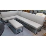 CORNER SETTLE AND BENCH, includes corner bench and associated free standing bench, 160cm x 260cm x