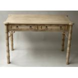 FAUX BAMBOO WRITING TABLE, Regency design in the Brighton pavilion style, painted, with two frieze