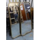 WALL MIRRORS, a pair, 1960's French style, gilt frames, 124cm x 58cm. (2)