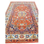 FINE PERSIAN ISHAHAN RUG, 220cm x 130cm.