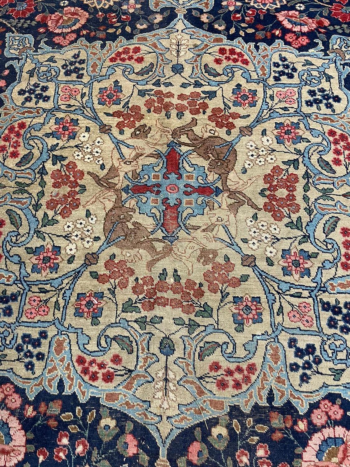 FINE ANTIQUE TABRIZ CARPET, 440cm x 335cm, dragon design pendant medallion on a millefleur field - Image 2 of 9