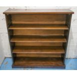 OPEN BOOKCASE, 19th century mahogany with three adjustable shelves, 100cm H x 95cm x 26cm.