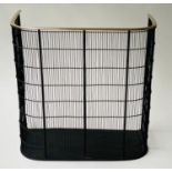 NURSERY FENDER, Victorian black iron mesh and brass framed, 61cm x 62cm H x 30cm.