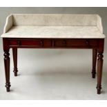 WASHSTAND, Victorian mahogany with 3/4 galleried variegated white marble top above two frieze