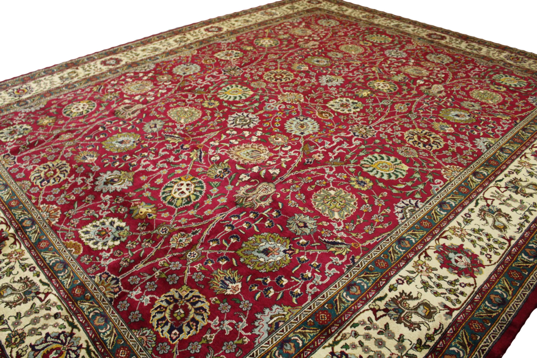 FINE PERSIAN TABRIZ CARPET, 440cm x 350cm, all over shah abbas palmette design. - Image 8 of 9