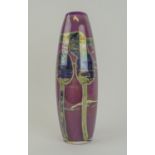 VAL SAINT LAMBERT VASE, by Samuel J Herman, Belgium 1970's, plum, ink blue multicoloured glass, 33cm