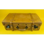 VINTAGE SUITCASE, tan leather with fabric lining, by 'Giovanni original bagages', 60cm x 19cm x