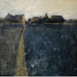 SHENA BULCOCK (Contemporary British School) 'Landscape with Farm', oil on board, 62cm x 62cm, box