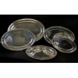 SERVING TRAYS, a graduated set of five, silver plate marked Habis for Kado gadrooned border with