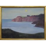 STELLA MARSDEN (b.1921) 'Still Bay with Rising Moon', oil on canvas, signed, with label verso,