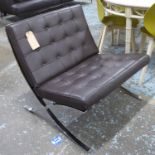 AFTER MIES VAN DER ROHE BARCELONA STYLE CHAIR, 75cm W.