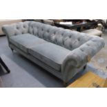 CHESTERFIELD STYLE SOFA, blue fabric upholstered.