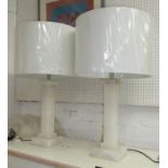TABLE LAMPS, a pair, contemporary alabaster, with shades, 80cm H. (2)