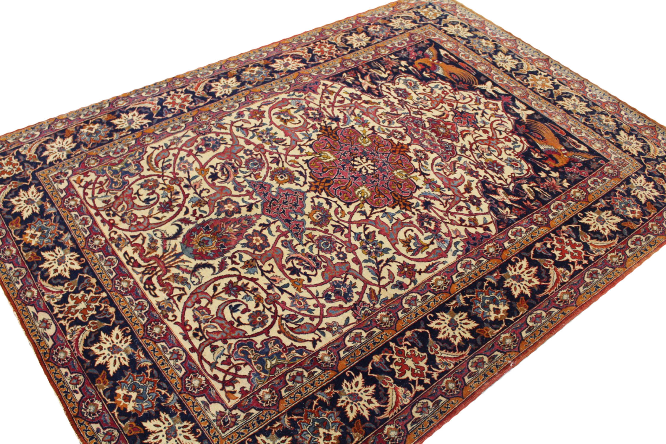 FINE ANTIQUE PERSIAN ISPHAHAN RUG, 209cm x 145cm. - Image 6 of 7