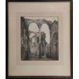 EDWARD PRICE (1800-1855) 'Fountains Abbey', pen and ink, 18cm x 16cm, framed.