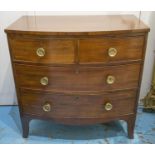 BOWFRONT CHEST, Regency mahogany of two short and two long drawers, 88cm H x 89cm x 49cm.