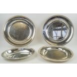 CHRISTOFLE TRAYS, a large pair, another and a serving tray, 40cm W. (4)