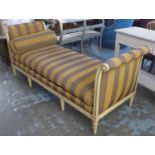 DAYBED, late 19th/early 20th century French with a painted cream and striped upholstery showframe,