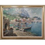 GIUSEPPE SALVATI (1900-1968) 'Capri', oil on canvas, signed, 51cm x 89cm, framed.
