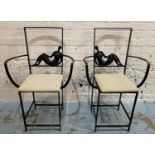JAQUES DUFRESNE SIDE CHAIRS, a pair, bronze, bears signature, 92cm H. (2)