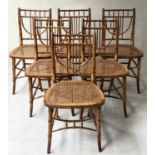 REGENCY FAUX BAMBOO CHAIRS, a set of six Regency carved and painted with hoop backs and cane