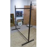 CLOTHES RAIL, Gothic style wrought iron with shaped finials, (bears EN 10218) 159cm L x 173cm H x