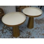SIDE TABLES, a pair, contemporary design, gilt metal with enameled interior, 51cm x 45cm diam (2).