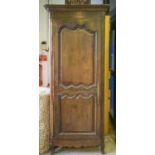 HALL CUPBOARD, early 19th century French oak with single door enclosing shelves, 201cm H x 85cm x