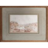 FOLLOWER OF JMW TURNER 'From the Tarpeian Rock, Rome', watercolour, inscribed and dated 1826, 17cm x