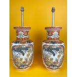 TABLE LAMPS, a pair, converted from mid 20th century Italian ceramic vases, 58cm H. (2)