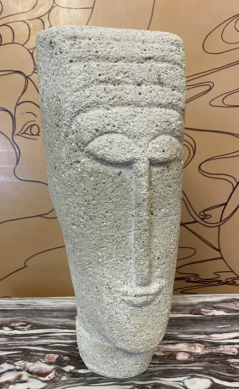GILLIAN MEIJER 'Monolithic Head', composite stone, 40cm x 20cm x 16cm.