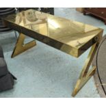 DESK, contemporary design, brass clad finish, 140cm x 60cm x 75.5cm. (slight faults)