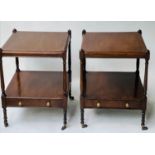 LAMP TABLES, a pair, George III style mahogany, each with drawer and under tier, 61cm H x 45cm W x