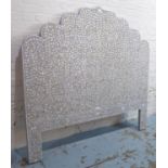 HEADBOARD, Islamic style grey with a shaped top and ornate foliate Mother of Pearl decoration, 158cm