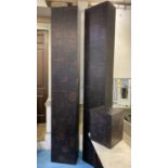 PHILIP SMITH (Contemporary British), carved columns and box, a trio, 36cm x 27cm x 29cm, two are