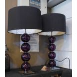 HEATHFIELD & CO AMETHYST FOUR BALL TABLE LAMPS, a pair, with shades, 63.5cm H. (slight faults) (2)