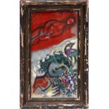 MARC CHAGALL 'Couple with Bouquet', 1976, off set lithograph, atelier Mourlot, edition 250,