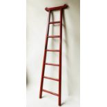 LIBRARY LADDER, late 19th/early 20th century Chinese red lacquer with six rungs, 200cm H x 50cm.