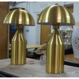 AFTER VICO MAGISTRETTI ATOLLO STYLE TABLE LAMPS, a pair, gilt finish, 47cm H approx. (2)