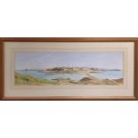 ANDREW DIBBEN (British) 'St. Malo from the Ile de Grand', watercolour, signed, 22cm x 72cm, framed.