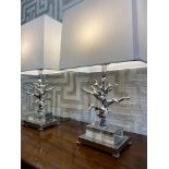 COACH HOUSE TABLE LAMPS, a pair, contemporary coral design with shades, 70cm H. (2)