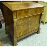 SECRETAIRE COMMODE, Charles X walnut with a part fitted drawer enclosing a black leather and gilt