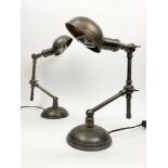 FLAMANT DESK LAMPS, a pair, antiqued brass finish, approx 40cm H. (2) (adjustable)