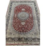 VERY FINE PURE SILK HEREKE DESIGN RUG, 190cm x 126cm.