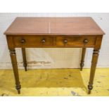 WRITING TABLE, early Victorian mahogany with two drawers, 76cm H x 91cm x 54cm.
